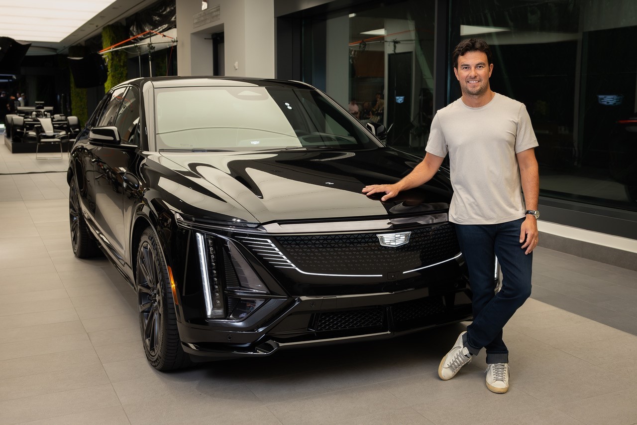 Sergio Pérez with the Cadillac LYRIQ